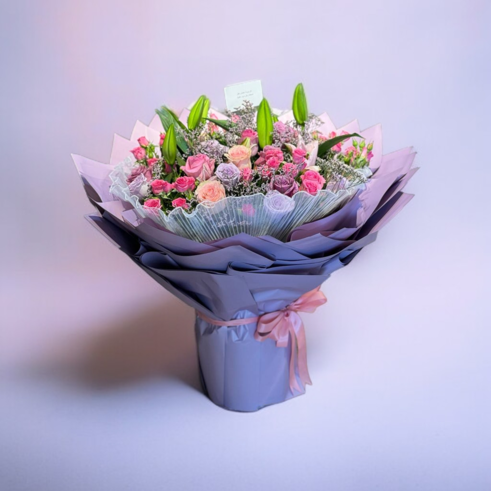 باقة الجمال من  الجوري والليليوم